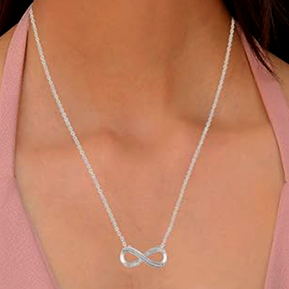 Moissanite Sideways Infinity Pendant Necklace