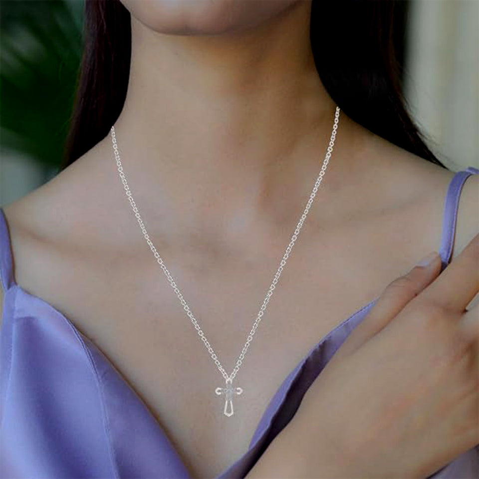 Accent Open Cross Pendant Necklace