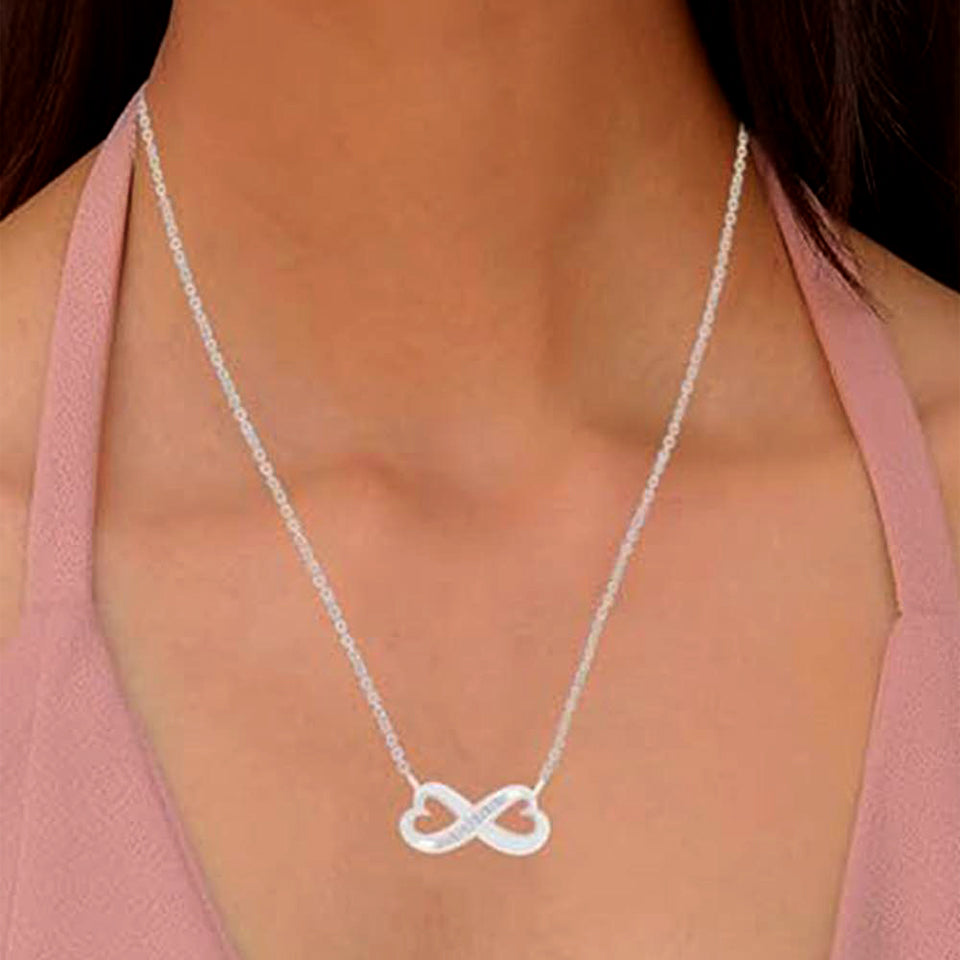 Sideways Heart Shape Infinity Pendant Necklace