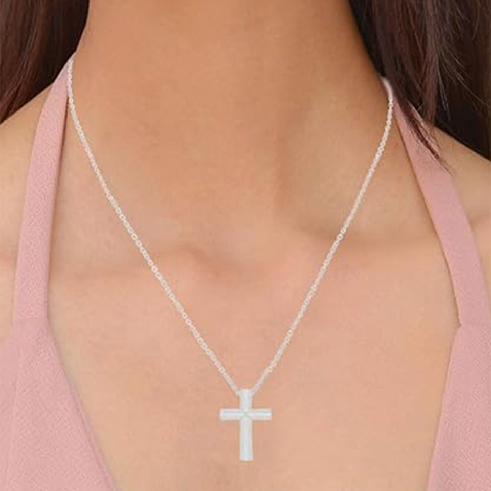 Baguette Moissanite Cross Pendant Necklace