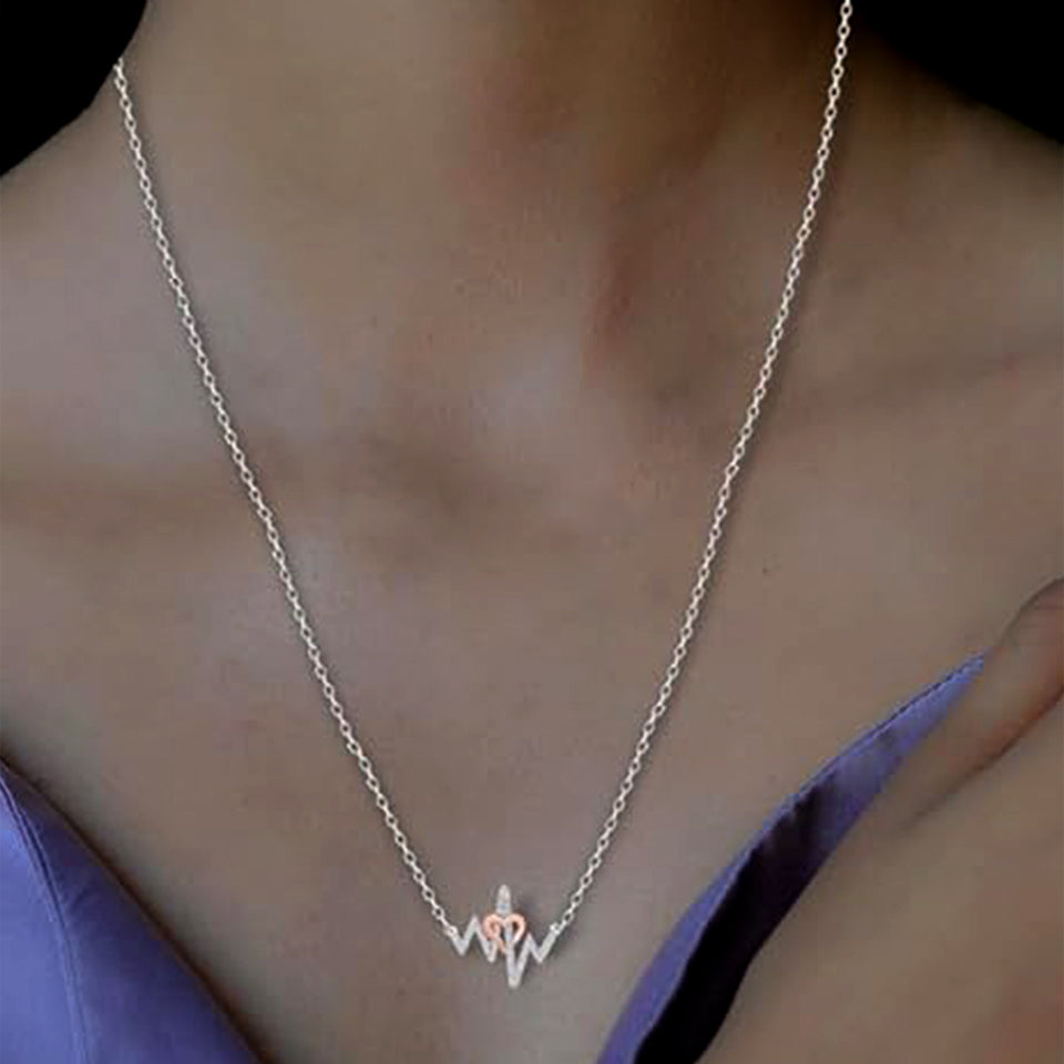 Moissanite Diamond Heartbeat Pendant Necklace