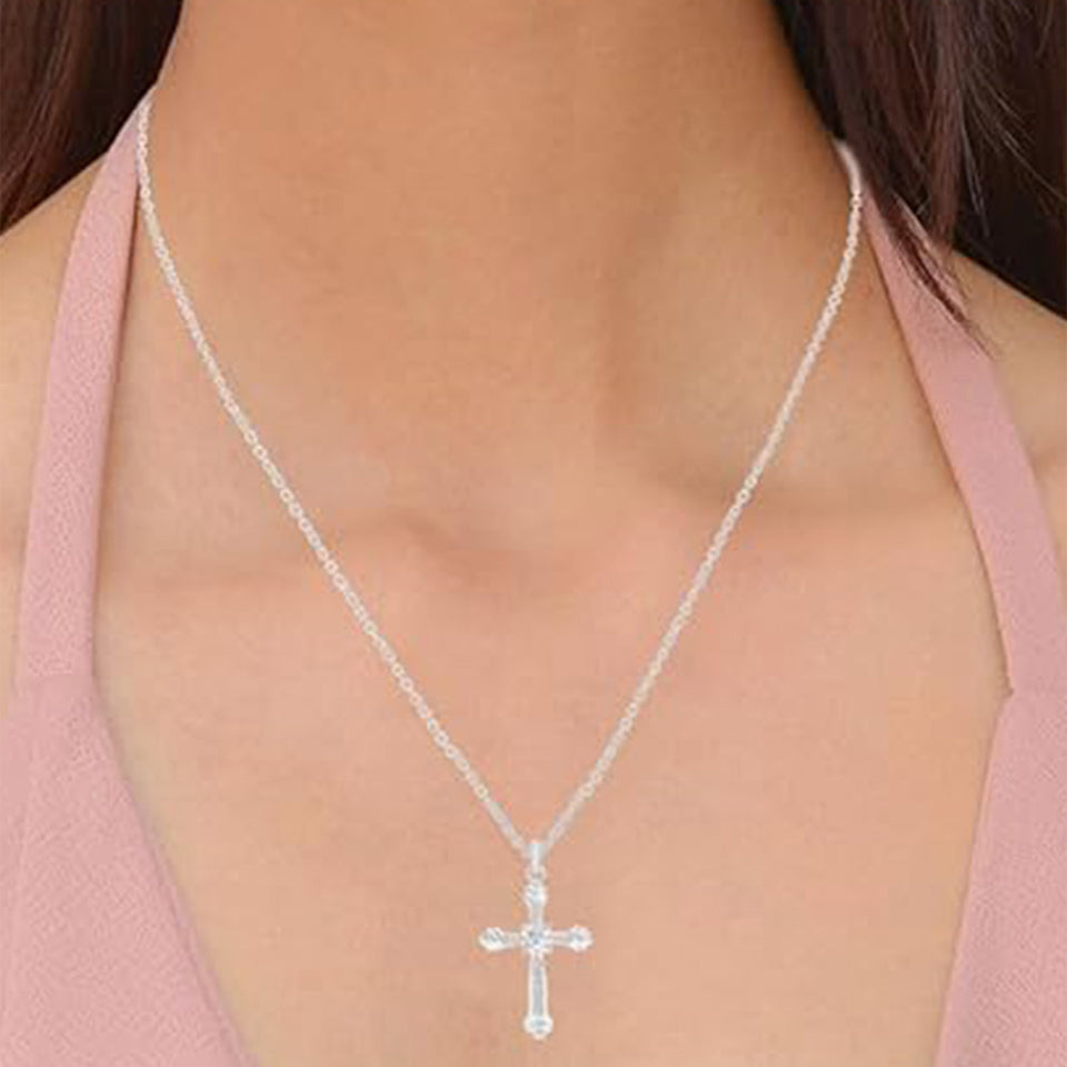 Chevron End Cross Pendant Necklace