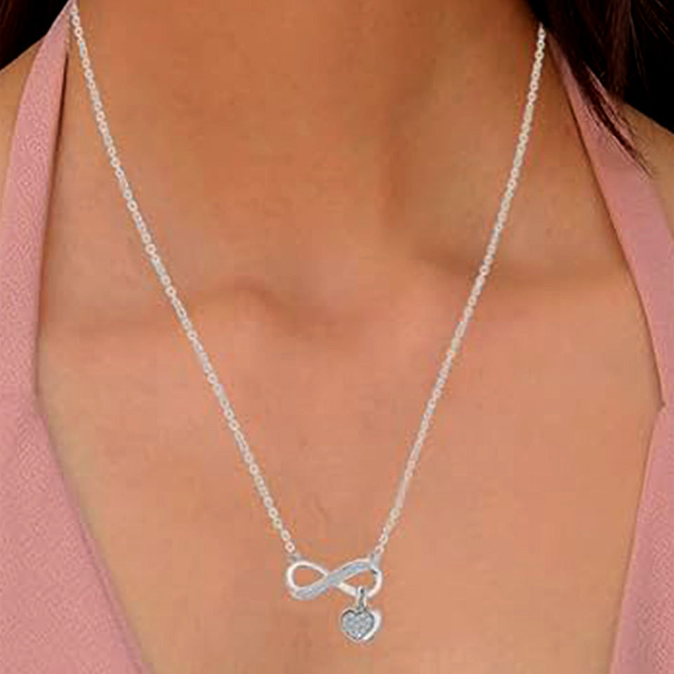 Infinity Double Heart Dangle Pendant Necklace