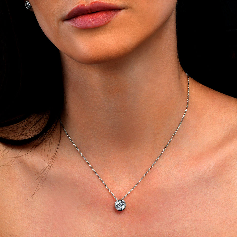 Bezel Set Solitaire Pendant Necklace