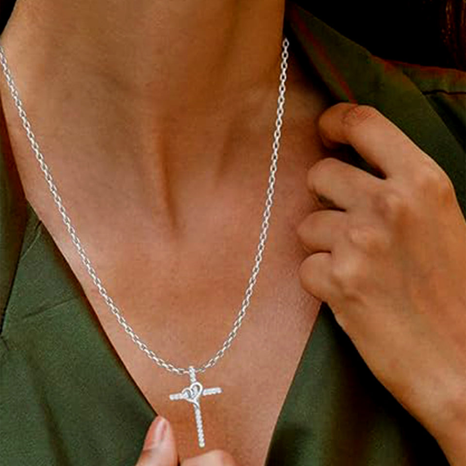 Fancy Heart Cross Pendant Necklace