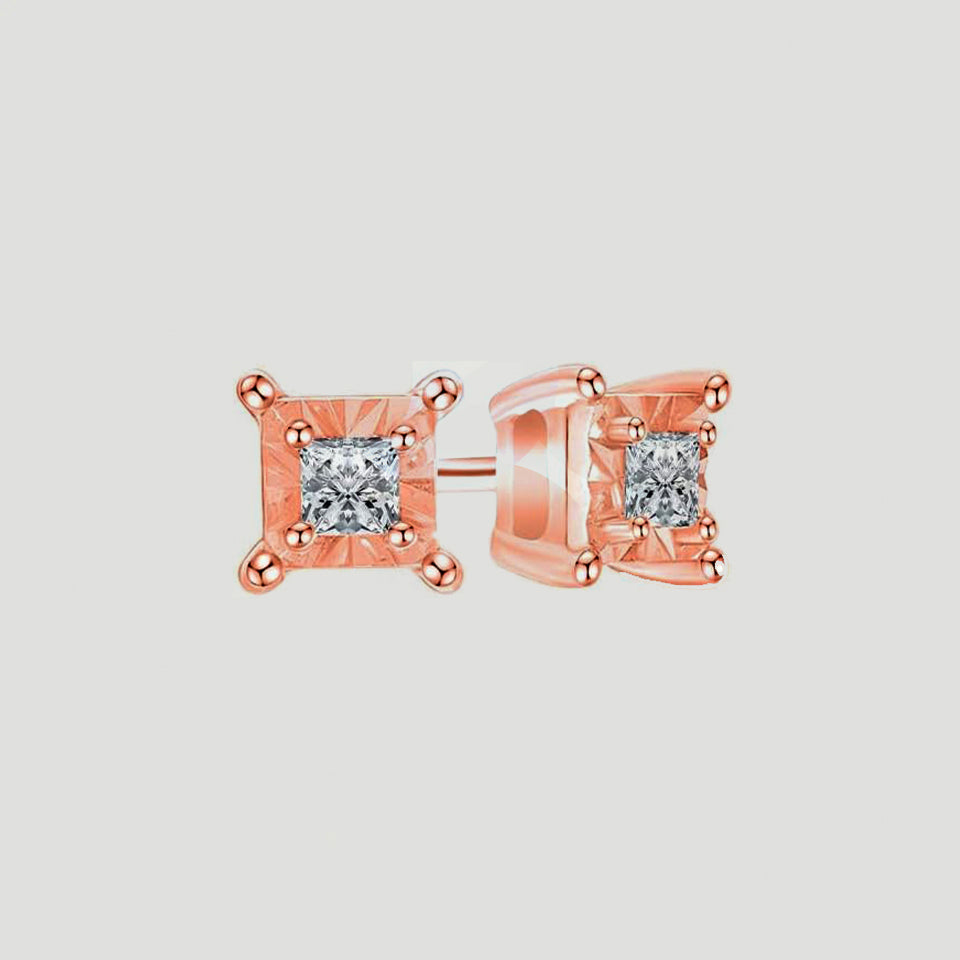 Princess-Cut Moissanite Solitaire Stud