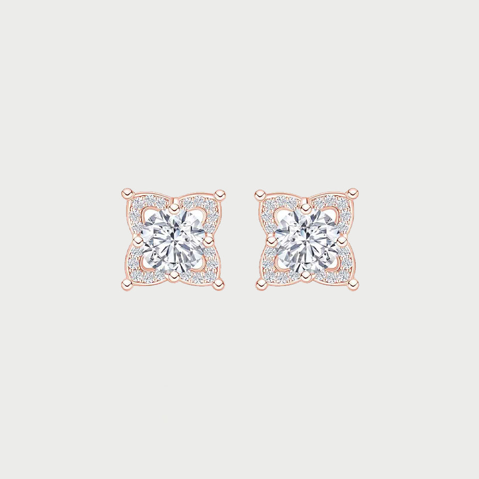 Moissanite Diamond Flower Stud
