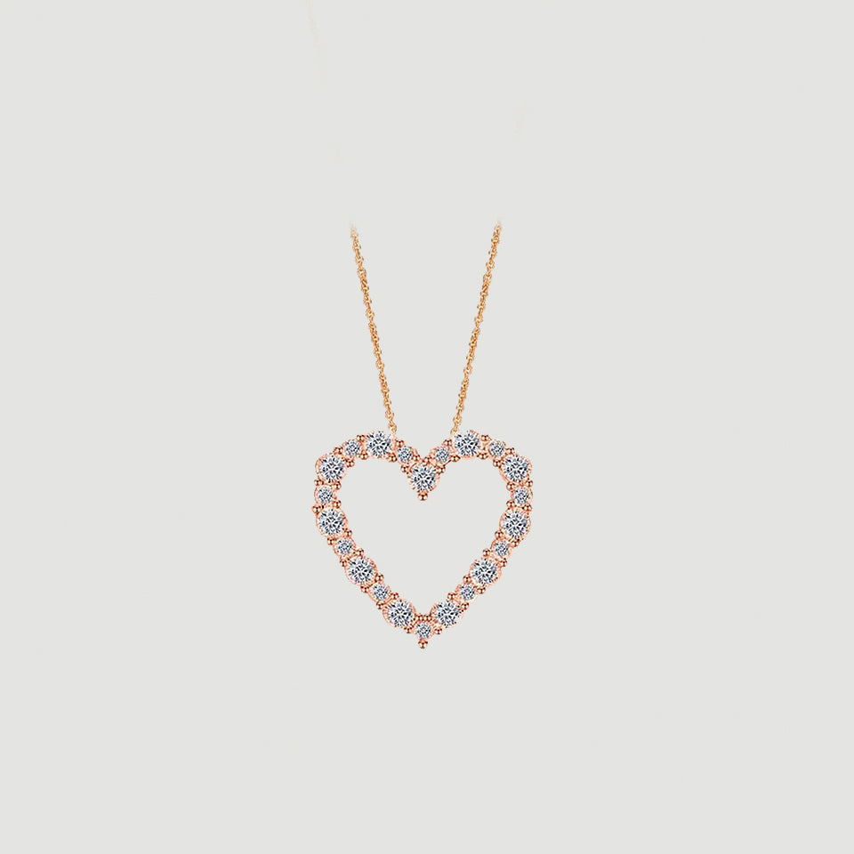 Cubic Outline Heart Pendant Necklace