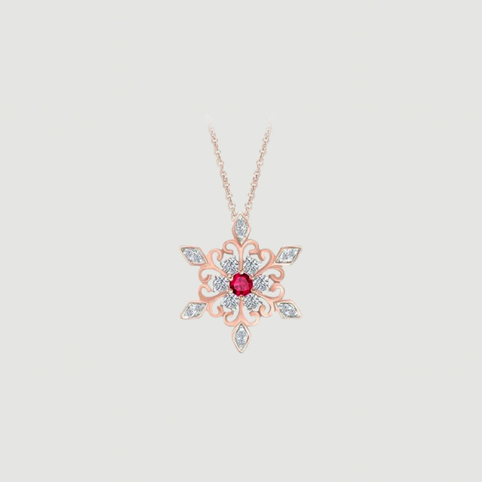 Birthday Snowflake Pendant Necklace