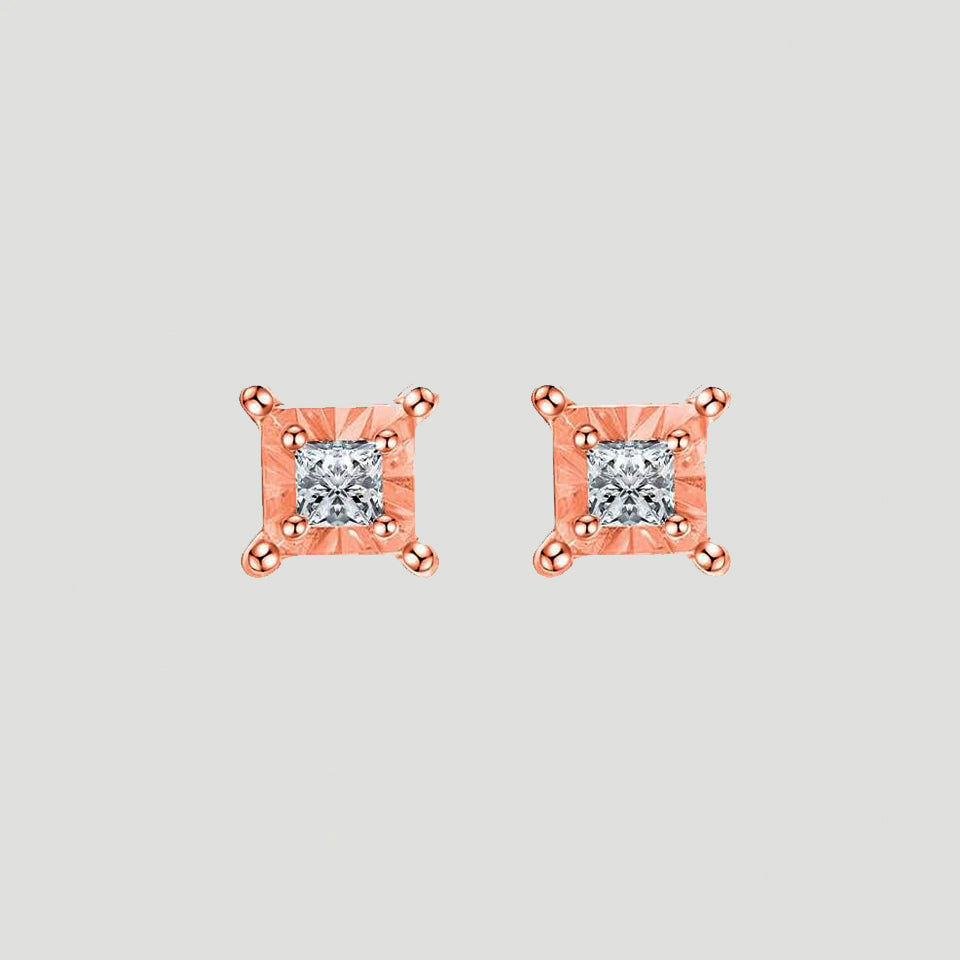 Princess-Cut Moissanite Solitaire Stud