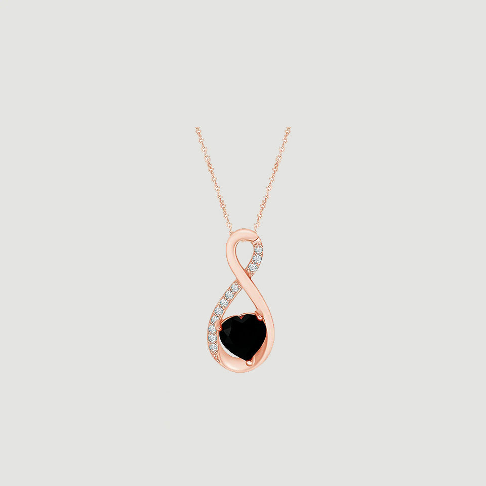 Heart Shape Black Infinity Pendant Necklace