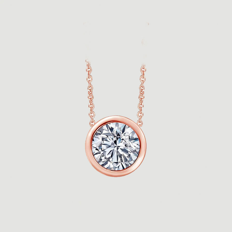 Bezel Set Solitaire Pendant Necklace