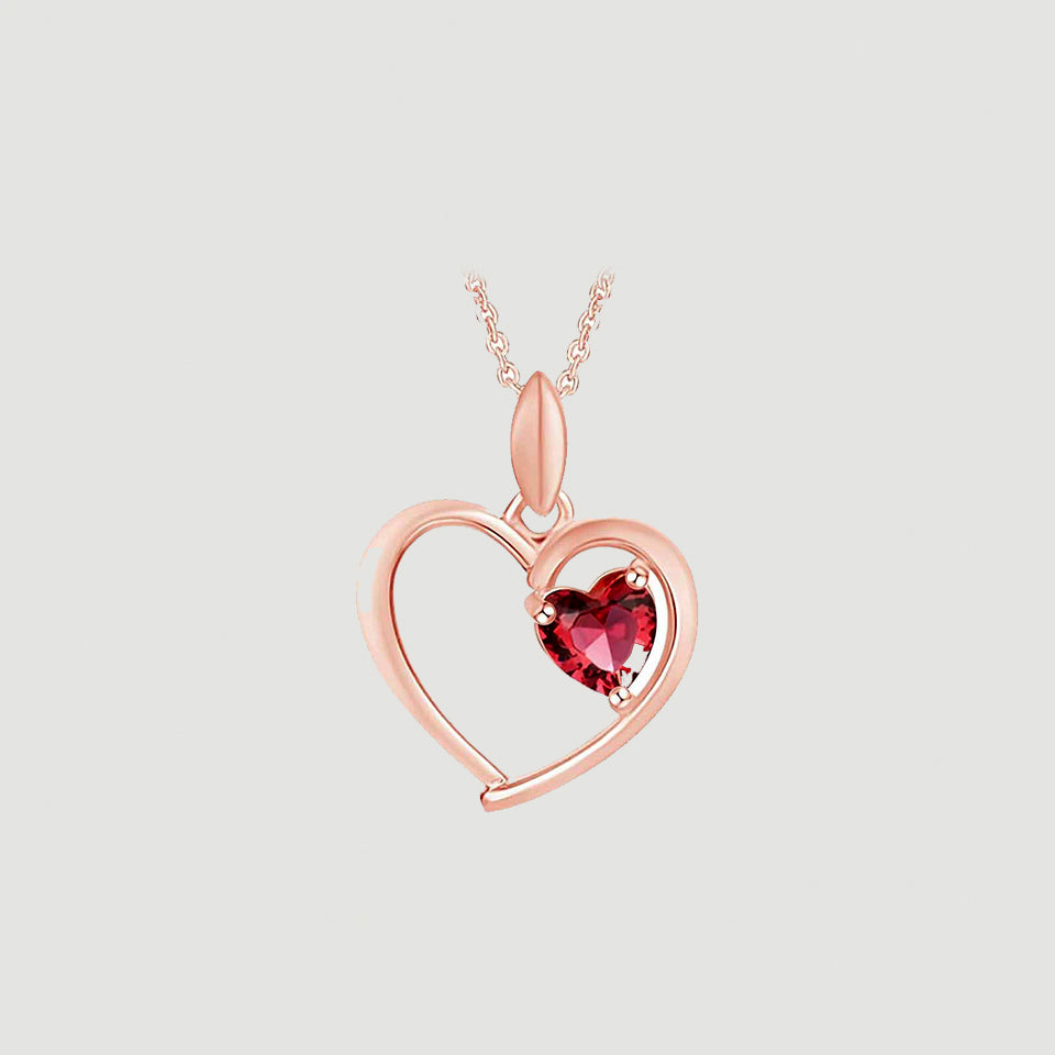Ruby Gemstone Birthstone Heart Pendant Necklace
