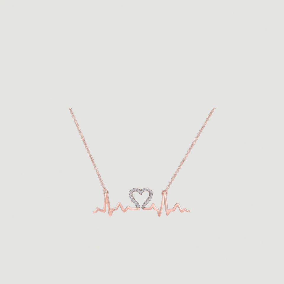 Zig Zag Heartbeat Pendant Necklace