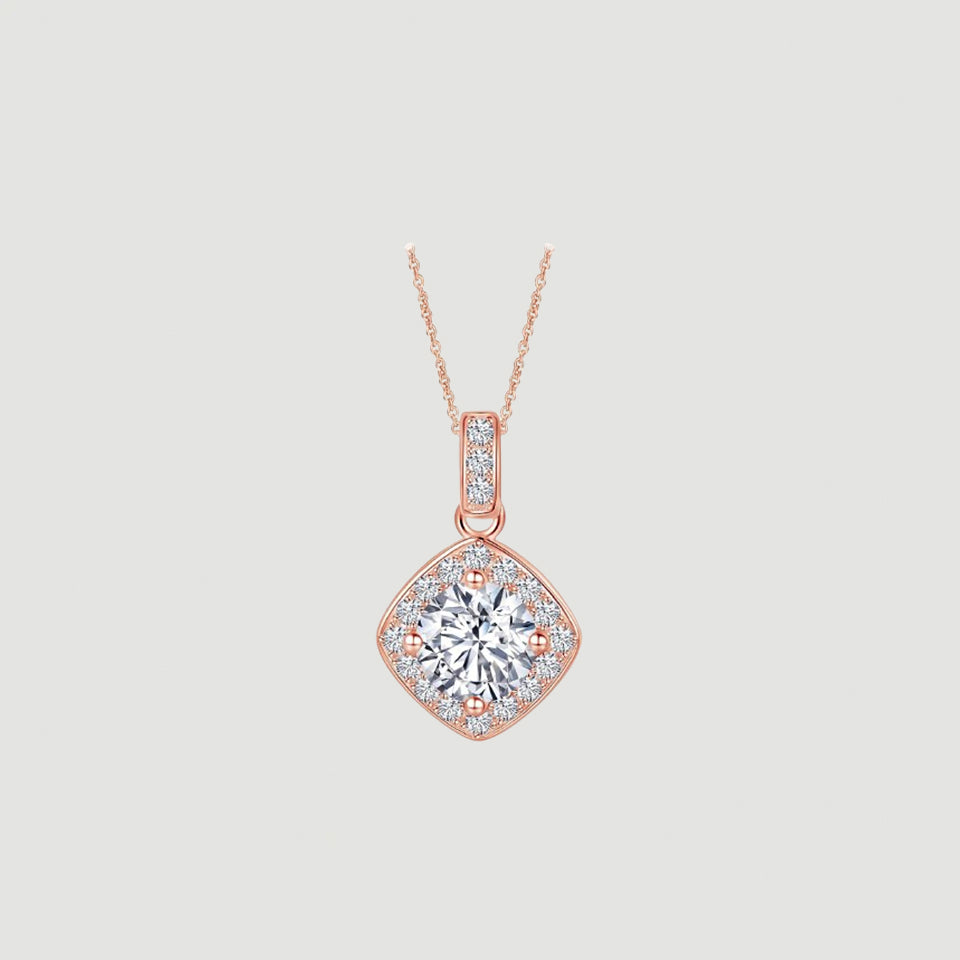 Cushion Halo Pendant Necklace