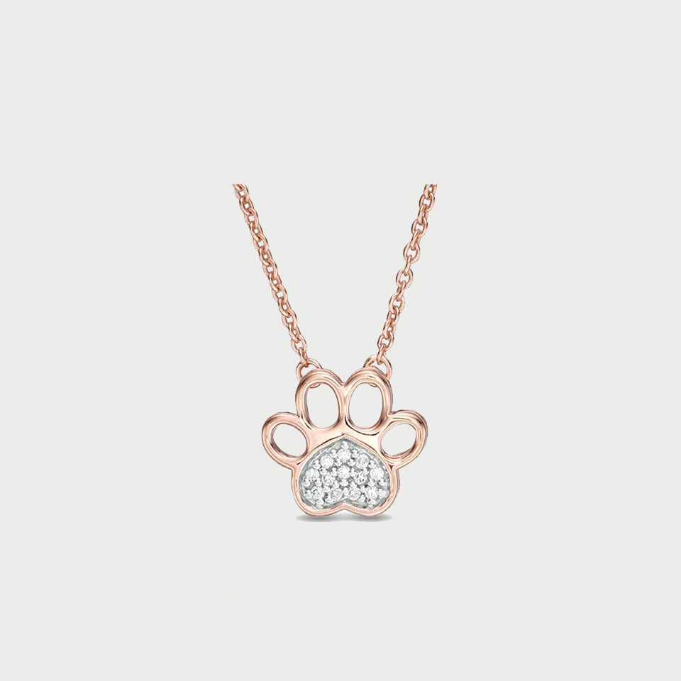 Accent Heart Paw Print Pendant Necklace