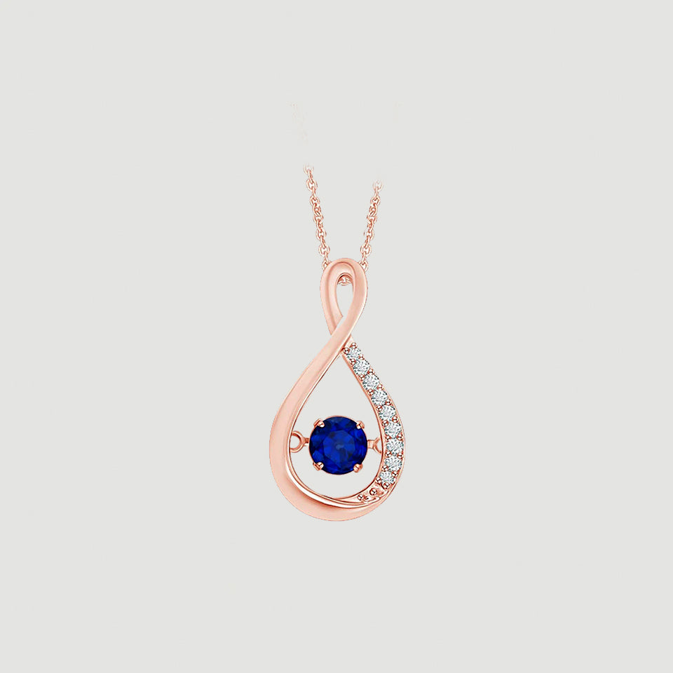 Blue and White Sapphire Infinity Pendant Necklace