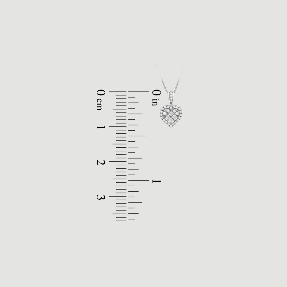 Princess Cut Halo Heart Pendant Necklace