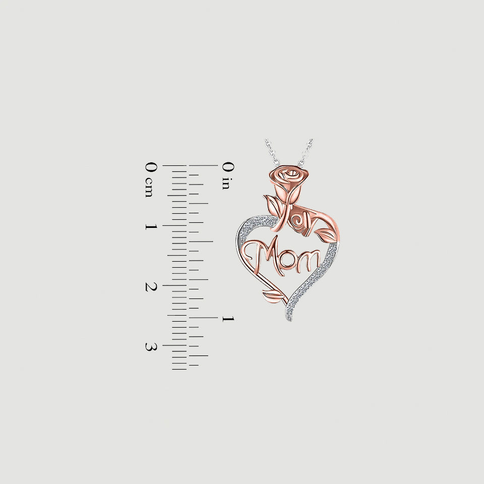 Moissanite Flower Mom Heart Pendant Necklace