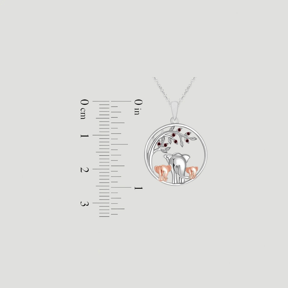 Elephant Family Tree Pendant Necklace