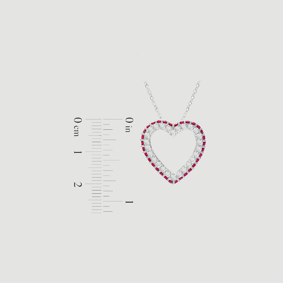 Pink Ruby Birthstone Heart Pendant Necklace