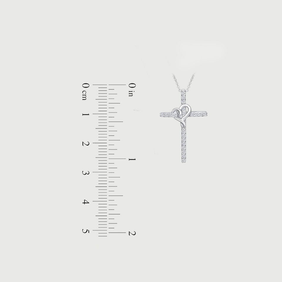 Fancy Heart Cross Pendant Necklace