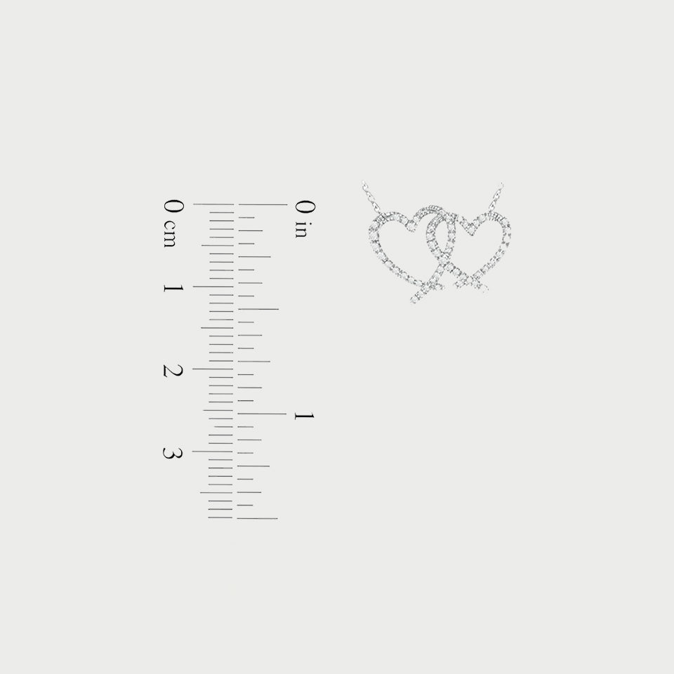 Round Cut Interlocking Double Heart Pendant Necklace
