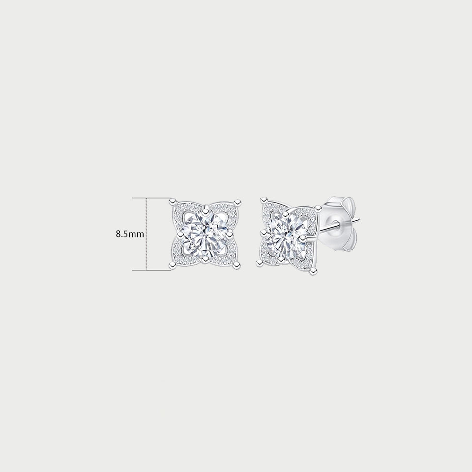 Moissanite Diamond Flower Stud