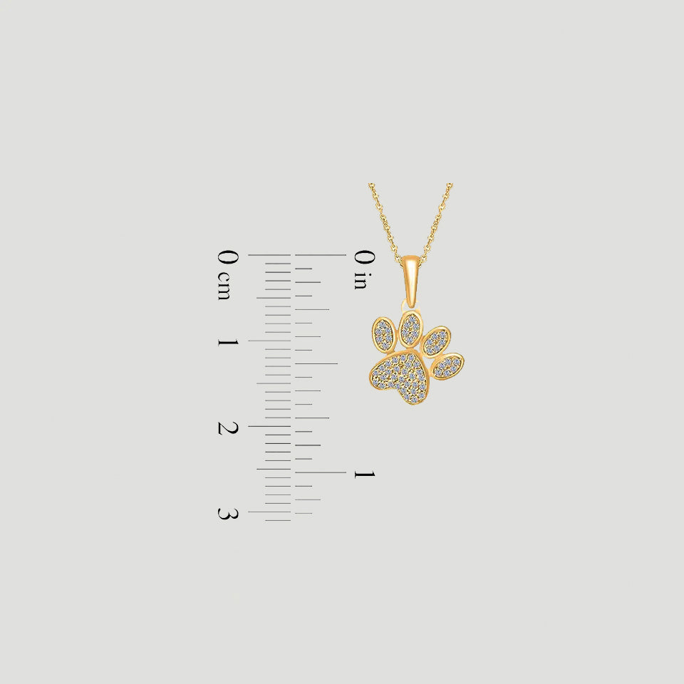 Moissanite Tilted Paw Print Pendant Necklace