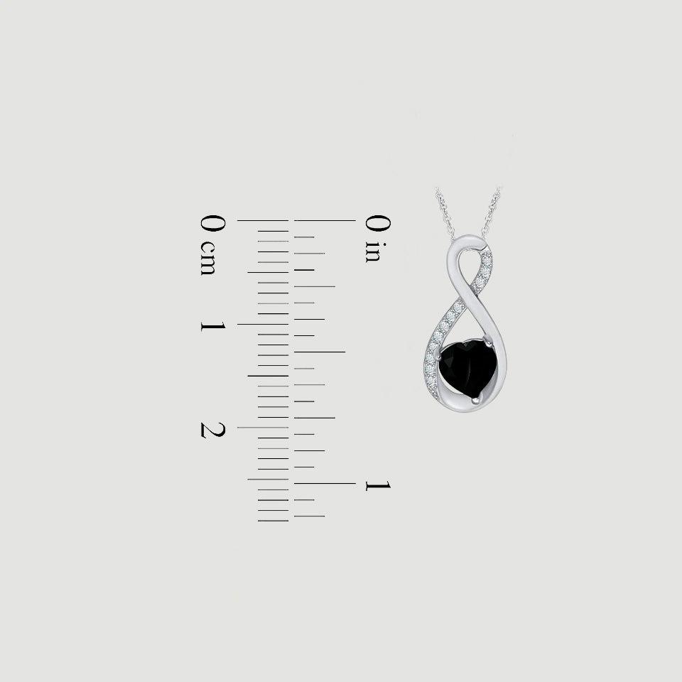 Heart Shape Black Infinity Pendant Necklace
