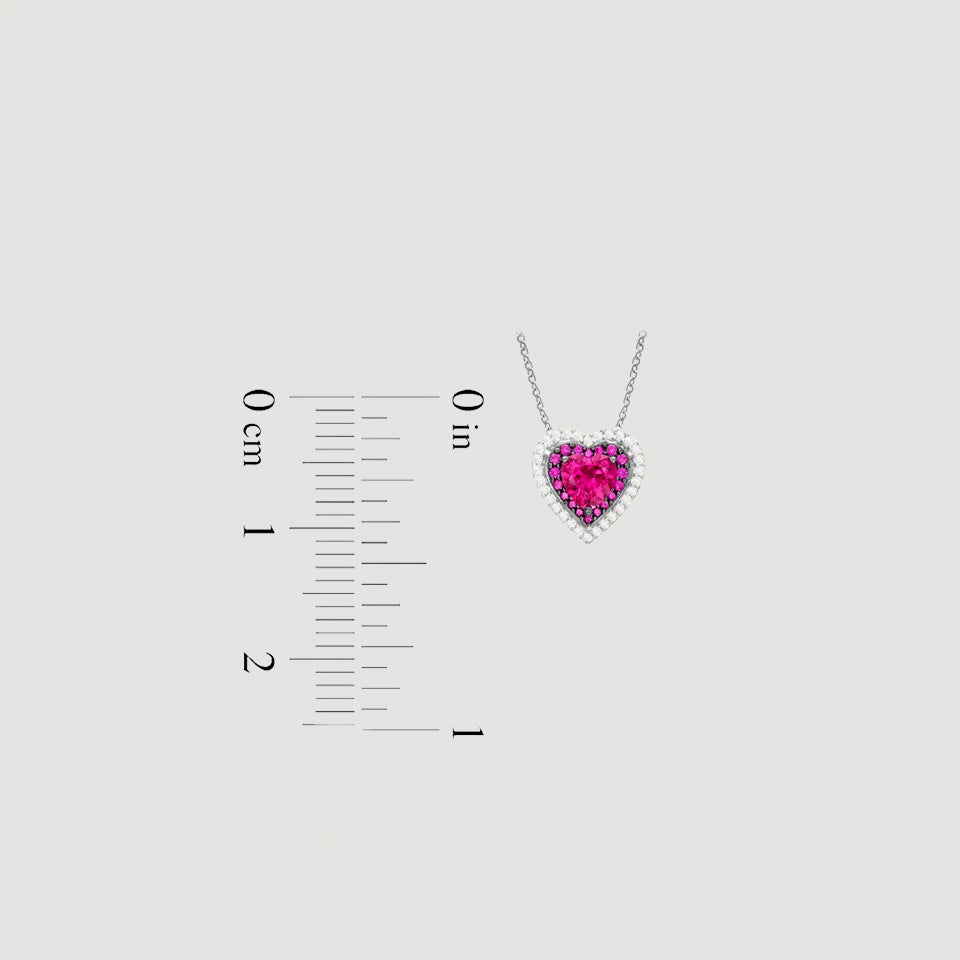 Ruby Double Heart Pendant Necklace