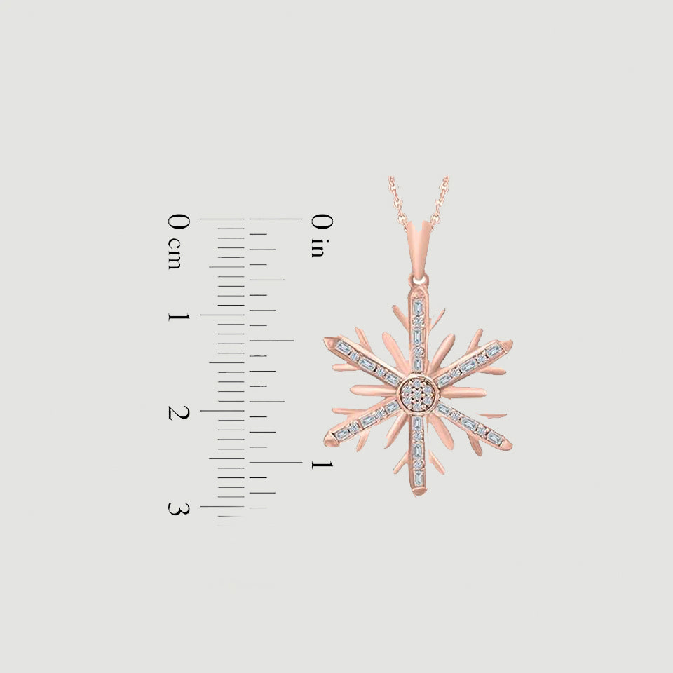 Baguette Snowflake Pendant Necklace