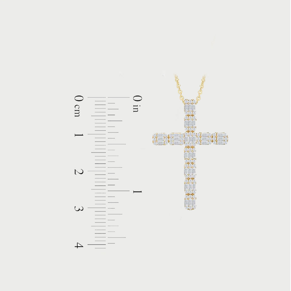 Emerald Cut Cross Pendant Necklace