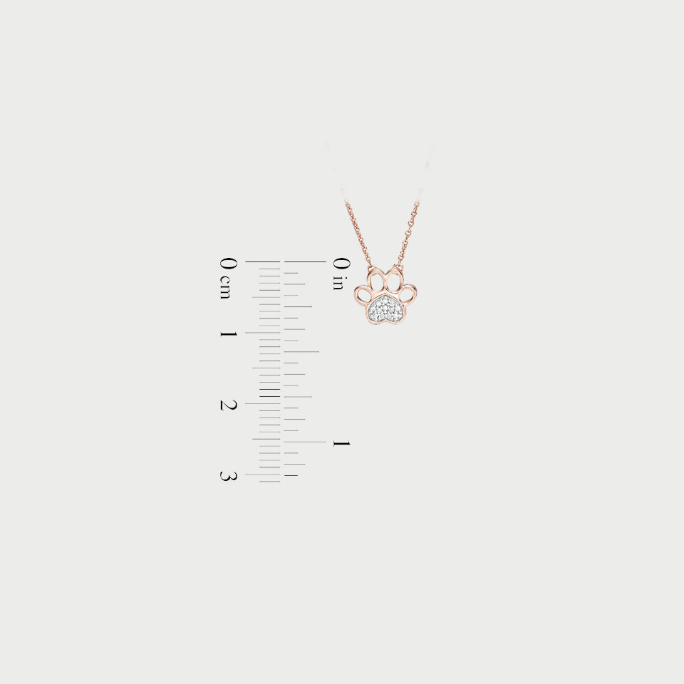 Accent Heart Paw Print Pendant Necklace