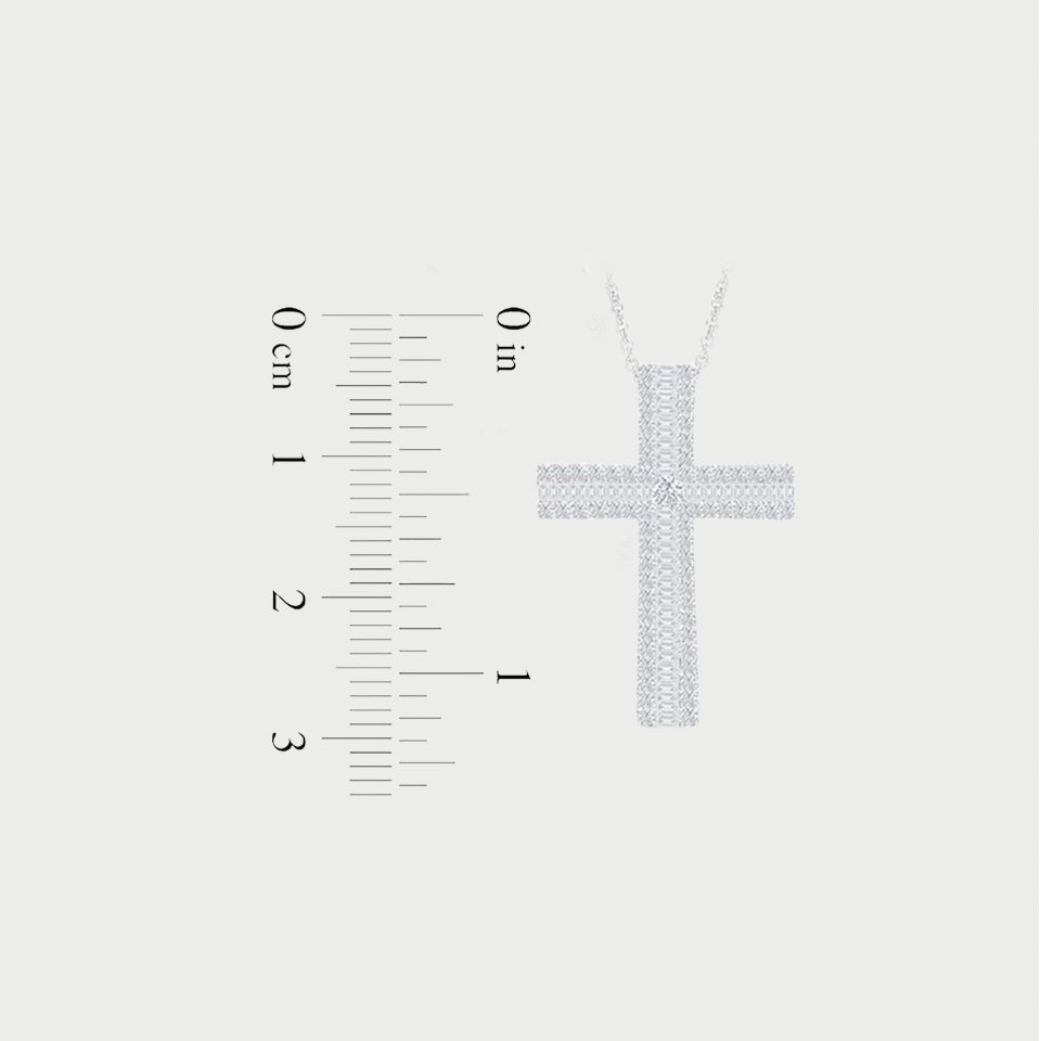 Baguette Moissanite Cross Pendant Necklace