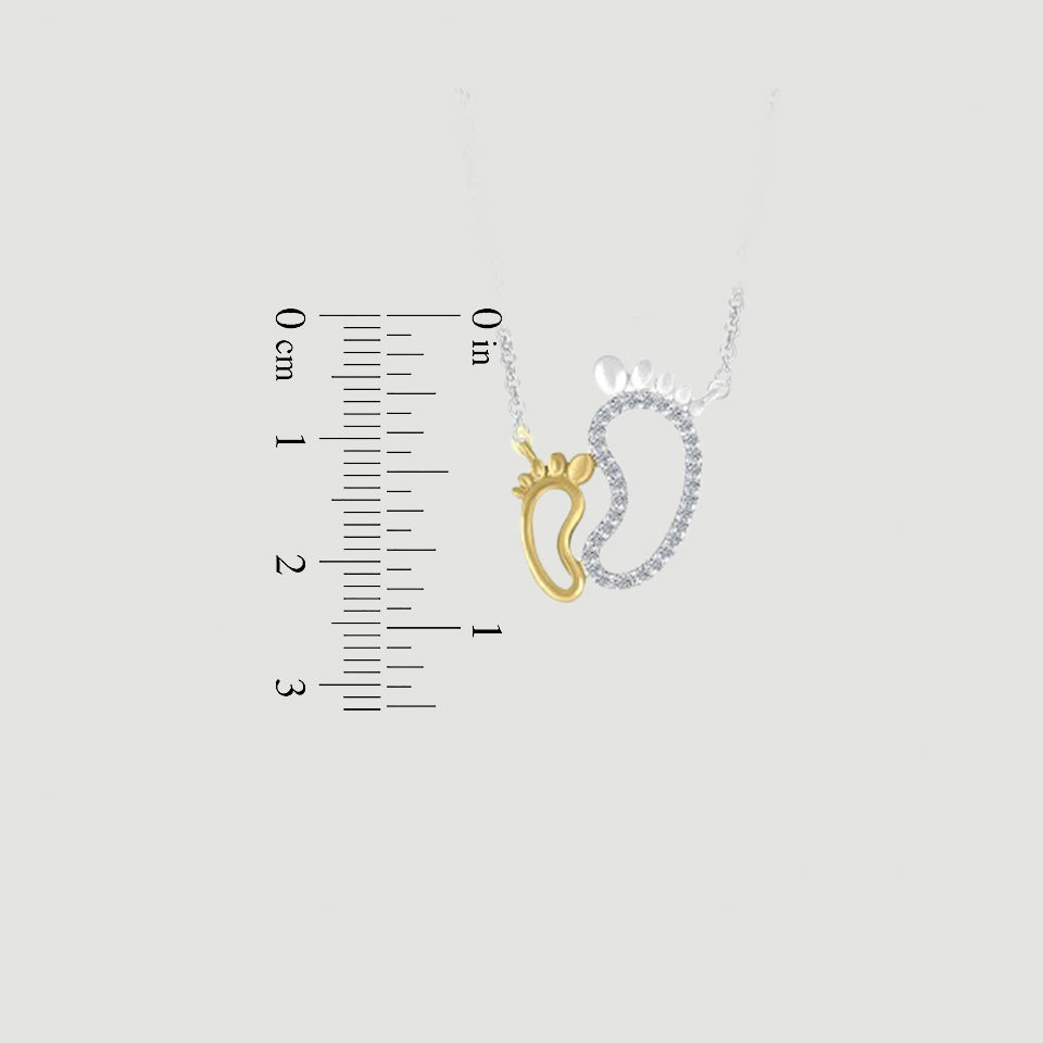 Mom and Baby Footprint Pendant Necklace