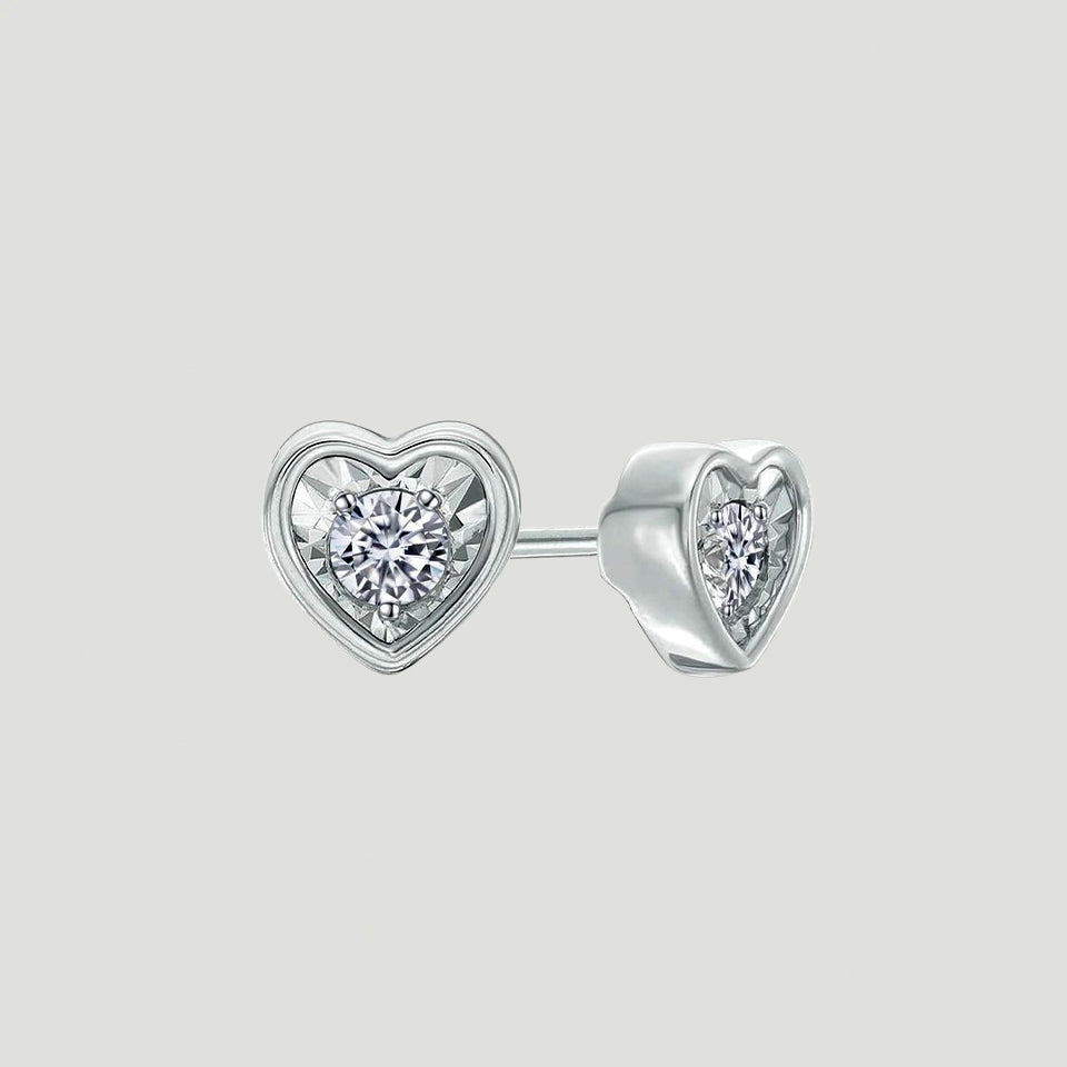 Moissanite Heart-Shape Stud