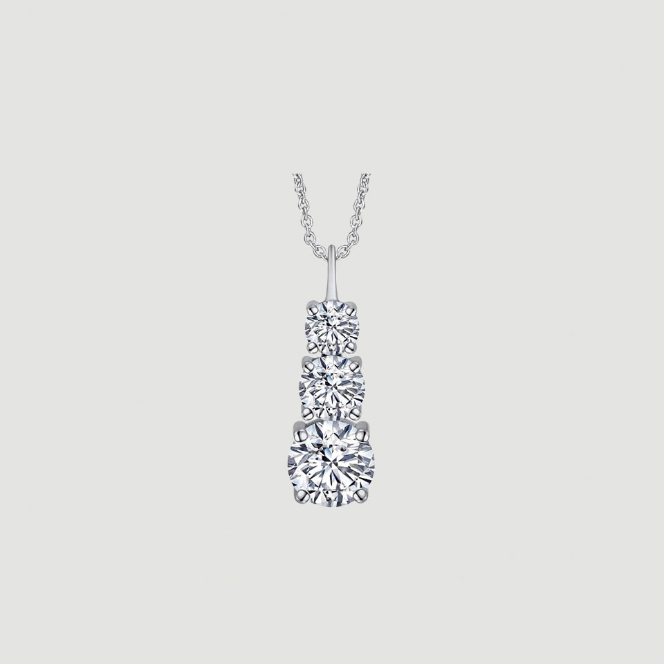 Three Stone Journey Pendant Necklace
