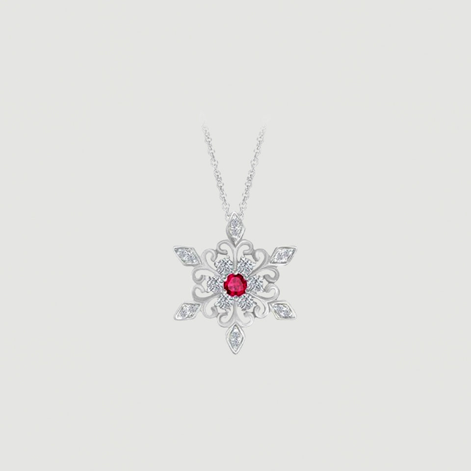 Birthday Snowflake Pendant Necklace