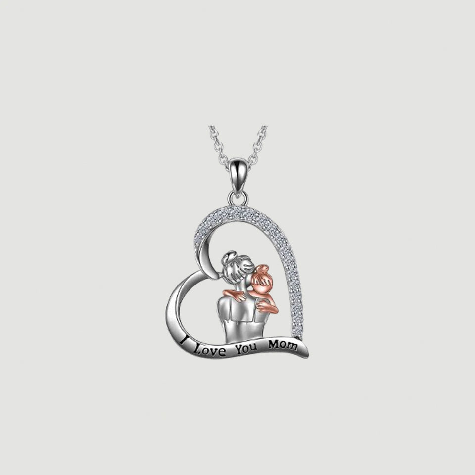 Mother Daughter Heart Pendant Necklace