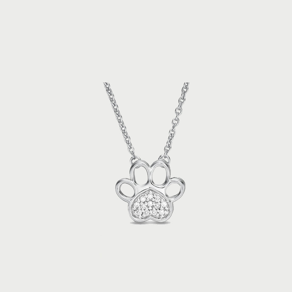 Accent Heart Paw Print Pendant Necklace