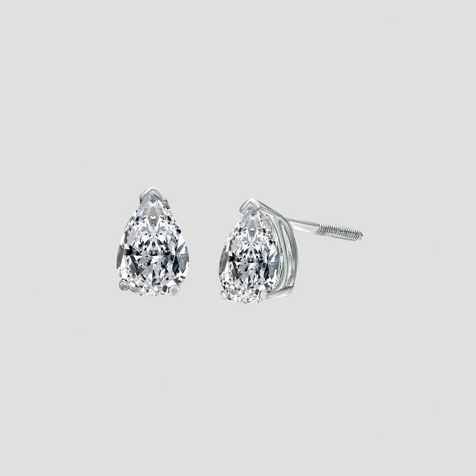Pear-Shaped Moissanite Solitaire Stud