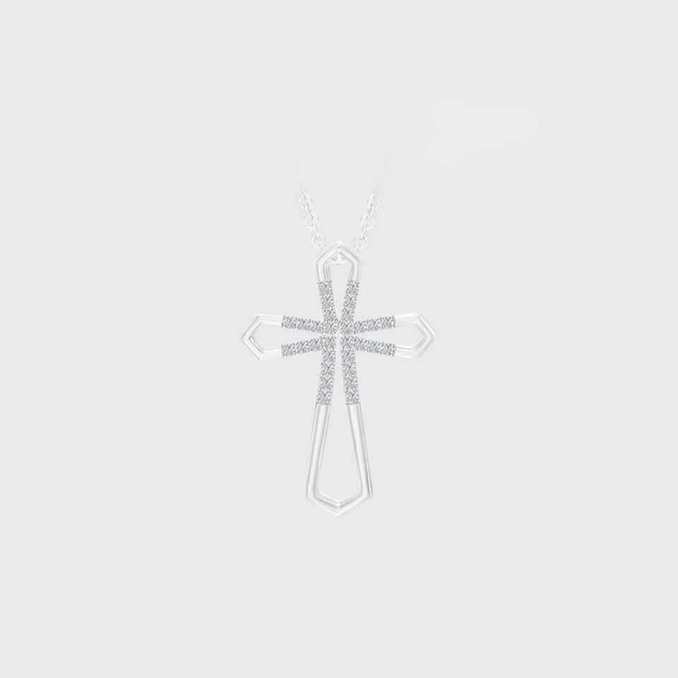 Accent Open Cross Pendant Necklace