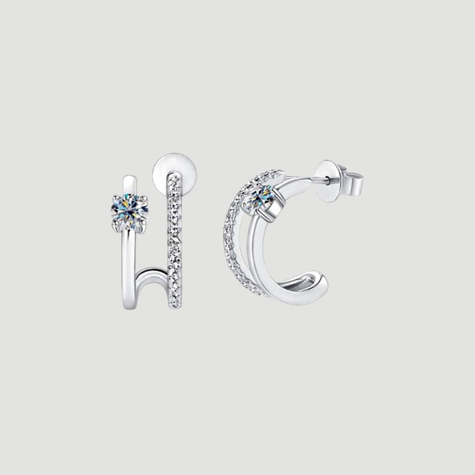Moissanite Diamond Open Hoop Earrings