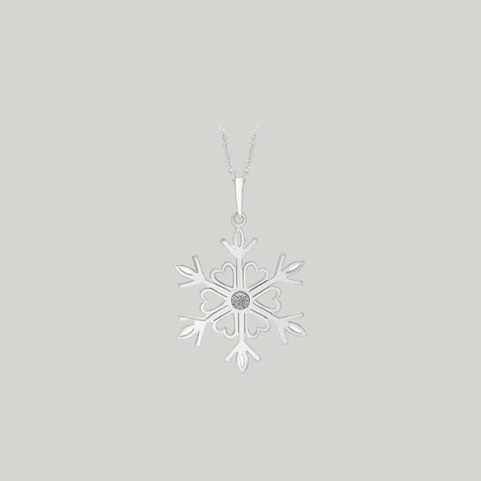 Heart Snowflake Pendant Necklace