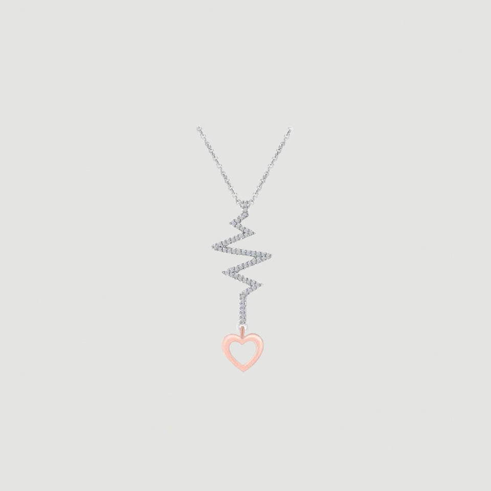 Two Tone Heartbeat Pendant Necklace