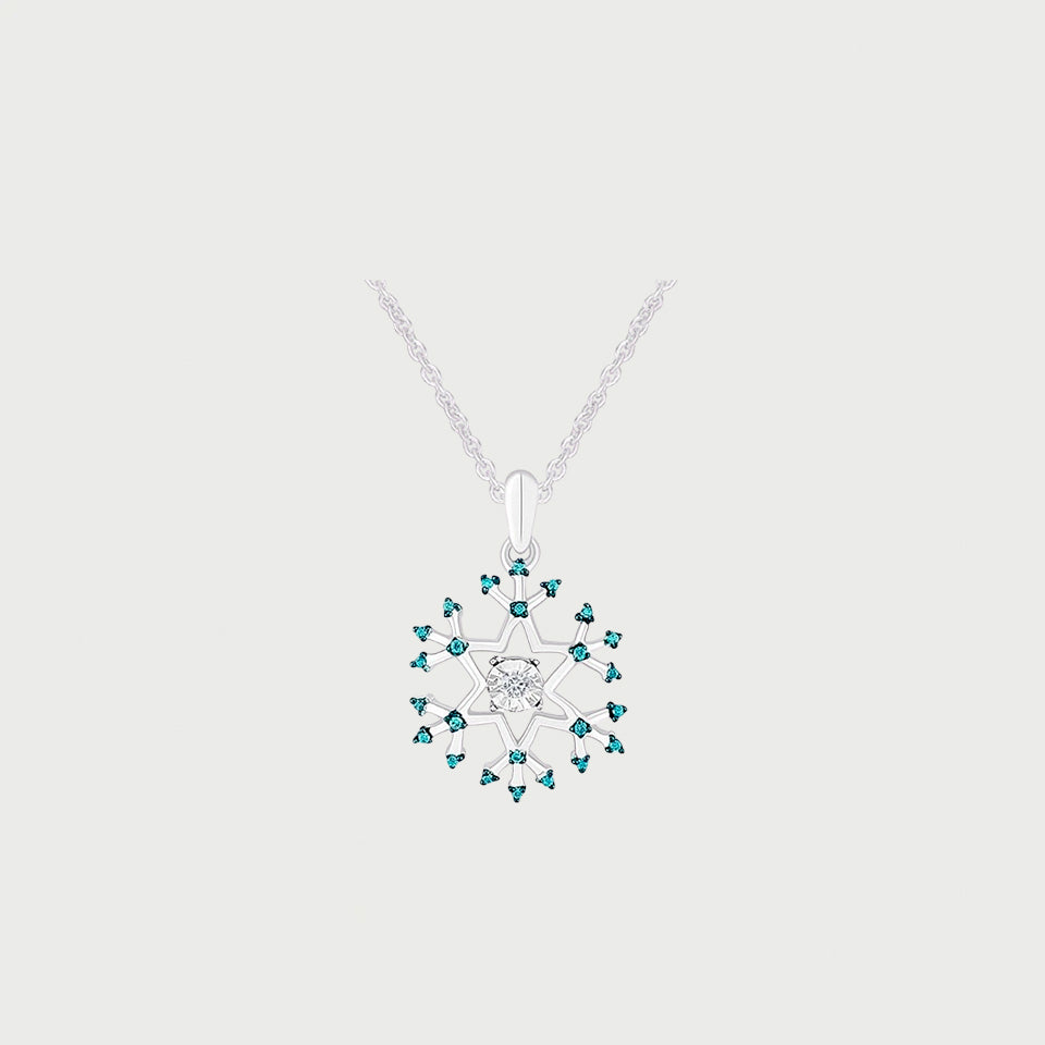 Blue Topaz Snowflake Pendant Necklace