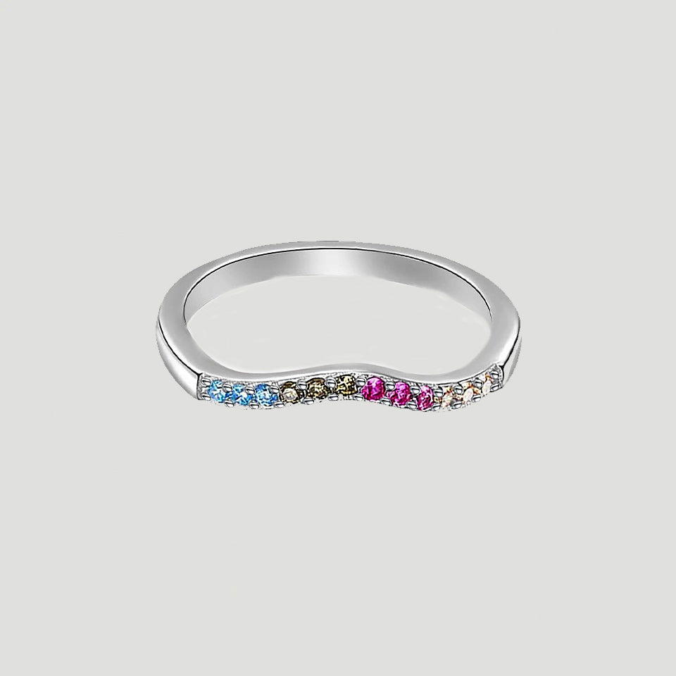 Round Cut Rainbow Band Ring