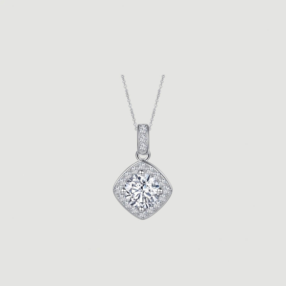 Cushion Halo Pendant Necklace