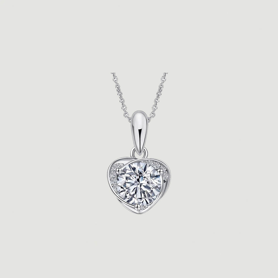 Moissanite Diamond Love Heart Pendant Necklace